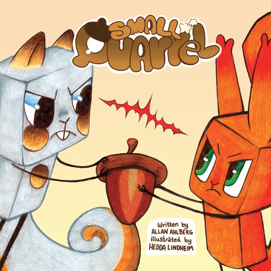 Independent children's book cover project, featuring the main characters; The Red and The Grey Squirrel.