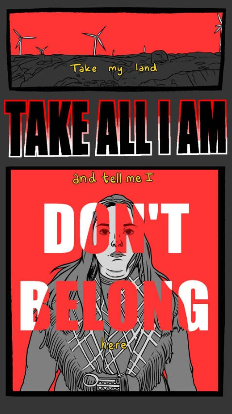 Graphic Novel created from a poem written by Ida Helene Benonisen Rasti, a slam poet and a Sami activist.